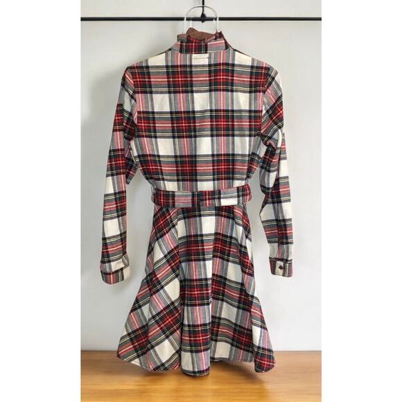 Cozy Cabin flannels plaid 100% cotton  ruffled neck long sleeve dress M - Picture 2 of 4